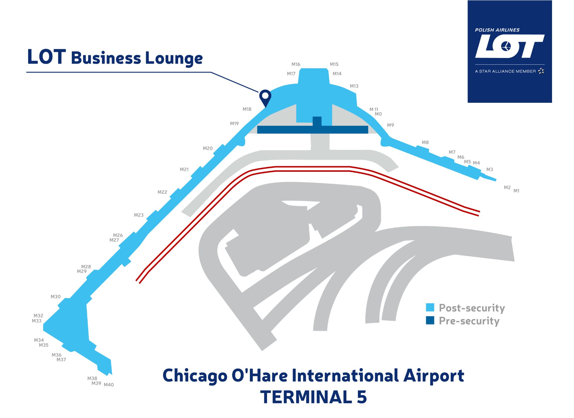mapka LOT Business Lounge Chicago